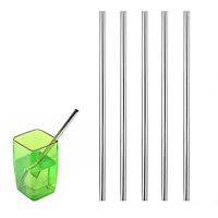 WSERE 5 Pieces Reusable Straws Stainless Steel Drinking Straws, 8.5 inch Long Straight Rustless Metal Straw Dishwasher Safe Reliable Quality