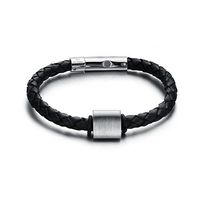Orien Jewelry Genuine Braided Leather Bracelet 8" Mens Leather Wrist Band Magnetic Stainless Steel Clasp