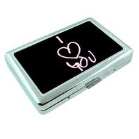 Love You Em1 Hip Silver Cigarette Case Id Holder Metal Wallet 4" X 2.75" RFID Protection