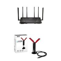 ASUS RT-AC3200 Wireless-AC3200 Tri-Band Wireless Gigabit Router and USB-AC68 Dual-Band AC1900 USB 3.0 Wi-Fi Adapter with Included Cradle Bundle