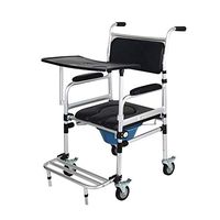 SMLCTY Multifunctional Folding Toilet Chair, Easy to Clean, Adjustable Seat Height, with Wheels, Removable, Suitable for The Elderly and Disabled