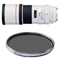 Canon EF 300mm f/4L IS USM Telephoto Fixed Lens for Canon SLR Cameras w/ Tiffen Polarizer Filter