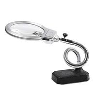 Loupe 5X Illumination Magnifier with 2 LED Light HD Lens for Book Reading Jewelry Identification DIY Crafts Engraving and Repair Silver 2.25X Magnifier