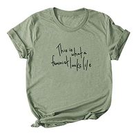 Xia&Han Women's Casual Tee Cute Graphic Print T Shirts Round Neck Short Sleeve Plus Size Tunic Tops Blouse Army Green