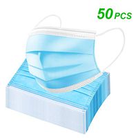 Lixada1 50pcs Disposable Face Shield with Elastic Earloop 3-ply Soft Breathable Protective Filter Non-Woven Safety for Dust Protection Personal Health