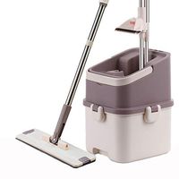 Living utensils Hand-free Flat Mop Lazy Mopping Wooden Floor Rotating Household Mop Bucket Mopping Artifact (Color : A)