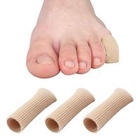 Skyfoot’s Toe Caps Fabric Lined with Silicone Gel Sleeves Protectors - 3 Pack Cuttable Gel Toe Covers For Bunion, Hammer Toe, Blister, Corn (Small 1/2" Diameter)