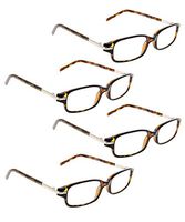 READING GLASSES 4 pack Spring Hinges Metal Temples Readers (Green Tortoise, 1.00)