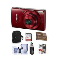 Canon PowerShot ELPH 190 IS 20MP Digital Camera, Red - Bundle With 16GB Class 10 SDHC Card, Camera Case, Spare Battery, Card Reader, Cleaning Kit, Software Package