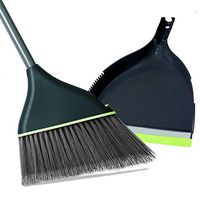 Guay Clean Angled Broom and Dustpan Set Adjustable Handle Home Floor Cleaning (Green)