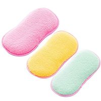 3Pcs Kanggest Microfiber Scrubber Sponge Double Sided Scrubbing Scourer Non Odor Dish Scrubber Brush Great for Non Stick Pans Pots Cookware,7.5x3.7 Inch