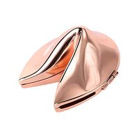 Rose Gold, 3.0 * 2.8* Size One Size Chinese Lucky Fortune Cookie with Hinge, Blank Scrip Tarnish Proof (Rose Gold)