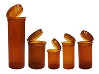 DRAM 5 Pack Medicine Bottle Wellness Containers 08,13, 19, 30, 60 Drams Assortment of Colors (Amber - Transparent)