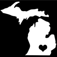 Michigan State Love Decal Sticker (White), Decal Sticker Vinyl Car Home Truck Window Laptop
