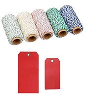 Kraft Tags for Gift Wrapping and Labeling (Metallic Bakers Twine with Tags)