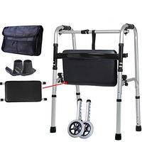 Standard Walkers Elderly People Foldable Walker Adjustable Walking Assist Equipped Wheels Equipped with Arm Rest Pad for The Limited Mobility with Disabled,B