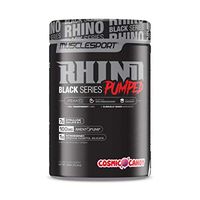Rhino Black® Pumped, Stimulant Free, Pre Workout Powder, Nitric Oxide Booster, Pumps, Lean Muscle Mass, Nitrosigine, Citrulline, Focus (400 Grams, Cosmic Candy)