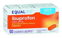 Equaline Pain Reliever/Fever Reducer, 200mg Ibuprofen Tablet, Orange Caplets, Temporary Pain Relief, 50 Counts