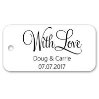 with Love Personalized Custom Party Wedding Favor Gift Tags - 3" x 1.5" - 30ct