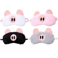 ACTLATI Sleep Eye Mask Cute Animal Night Blindfold with Elastic Strap Soft Eye Cover for Night Sleeping, Travel, Nap (4 pcs Eye mask Pig)