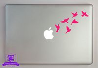 Overly Attached Decals Small Flock of Birds in Flight Vinyl Decal Sized to Fit A 15" Laptop - Hot Pink
