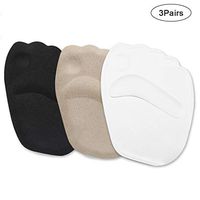 Metatarsal Pads for Women, Chiicol 3 Pairs High Heel Pads, Non-Slip Soft Gel Comfort Forefoot Cushion for Metatarsal Foot Pain Relief (Beige, Transparent, Black)