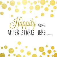Set of 2,Cocktail Size Napkin, 5"x5", Pack of 20, Happily Ever After Starts Here