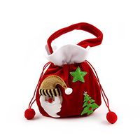 WOMEI Pleuche Small Red Santa's Gift Sack with Cord Drawstring Christmas Candy Bag (Santa)