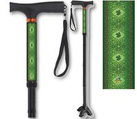 Folding Walking Cane Gel Soft Handle Footed Quad Cane Tip Adjustable Celtic Lace Irish BFunkyMobility