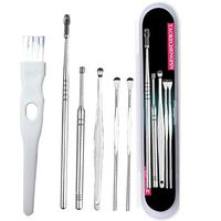 Per Newly 6PCS Ear Pick Earwax Removal Kit, Stainless Steel Ear Cleansing Tool Set Ear Curette Ear Wax Remover Tool with a Cleaning Brush and Storage Box