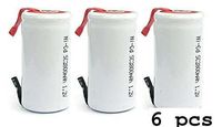 6 PCS SubC Sub C 2800mAh 1.2V NiCd Rechargeable Battery w/Tab White | Sub-C - USA Stock