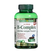Nature's Bounty Super B-Complex with Folic Acid Plus Vitamin C with Biotin 100 Softgels (Packaging May Very)