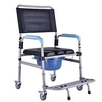 HIZLJJ Stainless Steel Shower Wheelchair Portable Toilet with U-Cut PU Commode Seat