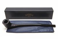 Savinelli Italian Tobacco Smoking Pipes, Churchwarden Rusticated Black 404