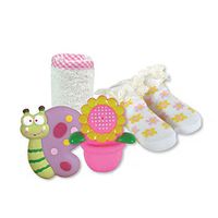 Stephan Baby Bath Squirter Tub Toys, Wash Cloth and Bootie Socks Gift Set, Flower Power