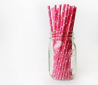 Pink & White Star Pattern Paper Straws (25 pcs.)