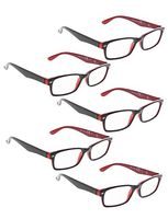 READING GLASSES 5 Pack Spring Hinges Classic Readers (Red, 4.00)