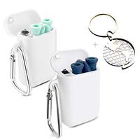 Collapsible Reusable Straws with Case, Foldable Silicone Keychain Straw, Food-Grade Drinking Straws for 30oz Yeti- 2 pack(Blue/Green)