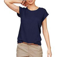 general3 Women Short Sleeve T-Shirt Summer Casual O Neck Tee Shirts Plain Loose Tunic Blouse Tops (Navy, Small)