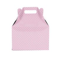 12CT (1 Dozen) Large Biodegradable Kraft/Craft Favor Treat Gable Boxes (Large, Polka Dot Light Pink)
