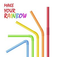 Corrugated Plastic Straws - Thin Flexible Straws - Colored Plastic Drinking Straws - Bendable Straws for Parties - BPA-Free Disposable Straws