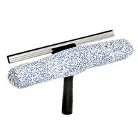 Alpine Industries Microfiber Window Combo: 2-in-1 Professional Squeegee and Window Scrubber, 14" - Easy Grip Rubber & Rug Scrub Cleaner for Cleaning Car, TV, Glass Windows & Doors