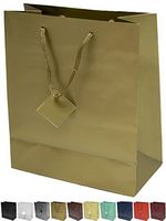 Novel Box® Gold Matte Laminated Euro Tote Paper Gift Bag Bundle 8X4X10 (10 Count) + Custom NB Pouch