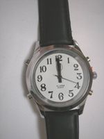 Men's Talking Watch Silver Tone White Face 4 Btn. (Time/Alarm)