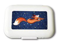 Small Weekly Pill Case - Cute Watercolor Fox and Stars Travel Pill Organizer Box for Travel Safe Plastic Material 7 Small and 1 Large-Compartment
