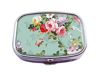 Top A Floral Custom Personalized Square Pill box Decorative Box Vitamin Container Pocket Or Wallet (Floral-5)