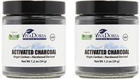 Viva Doria Virgin Activated Charcoal Powder - Food Grade (1.2 Oz Glass Jar) (2 Pack)