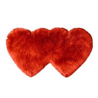 super1798 Creative Heart Shape Double Carpet Warm Non-slip Soft Silky Fluffy Thick Area Rug Floor Mat Cushion Red 3570cm
