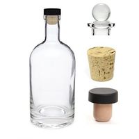 Nakpunar 12 oz 375 ml Nordic Glass Liquor Bottle with T-Top Synthetic Cork with Bonus Glass Bottle Stopper and Regular Bottle Cork - Heavy bottom decanter Made in USA (1, 12 oz (375 ml))