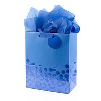 Hallmark 13" Large Gift Bag with Tissue Paper (Blue Foil Dots) for Birthdays, Hanukkah, Christmas, Graduations, Fathers Day and More